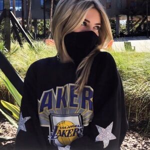 Lakers Basketball Vintage Sweatshirt with Crystal Star Design
